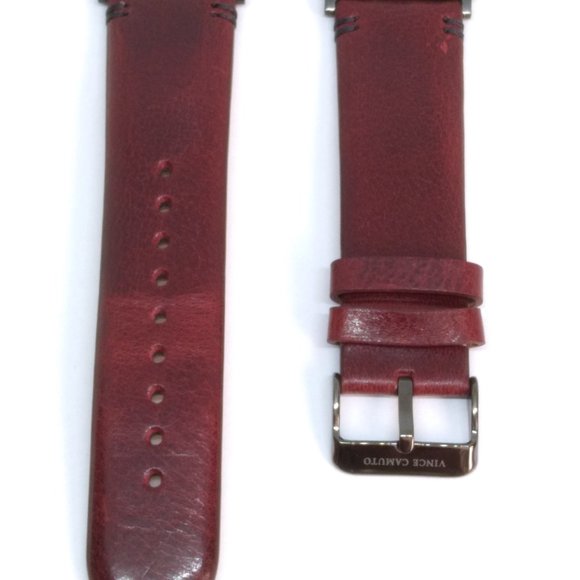 Vince Camuto 24mm Rich Burgundy Leather Watch Strap Fits Apple Watch 42/44/45mm - Picture 5 of 7